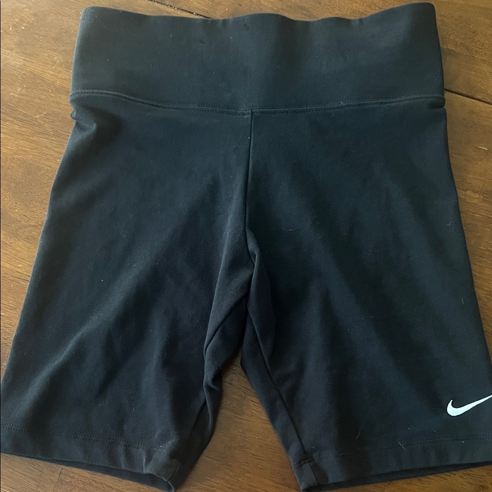 Nike Women's Black Bike Shorts with White Logo